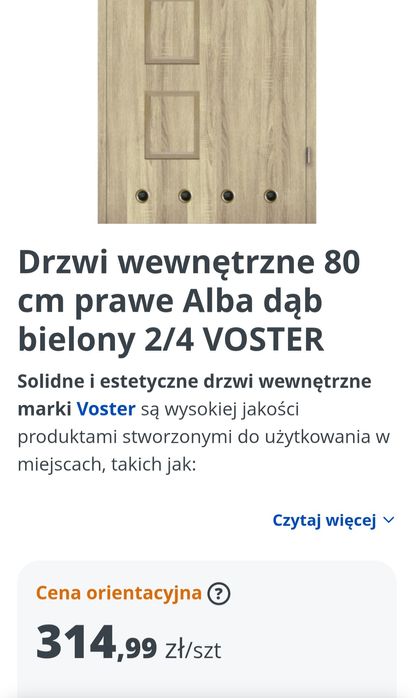 Drzwi wewnętrzne łazienkowe 80 prawe