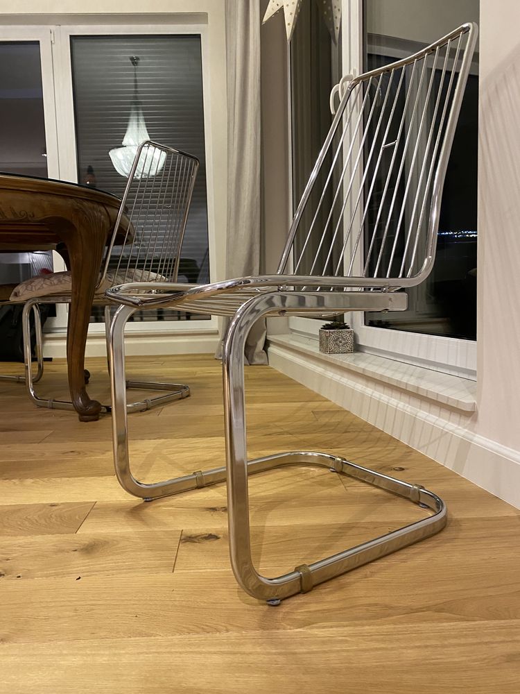 Krzeslo srebrne chrom design włoski kartell