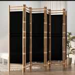 Składany parawan 6-panelowy, 240 cm, bambus i płótno, sypialnia, salon