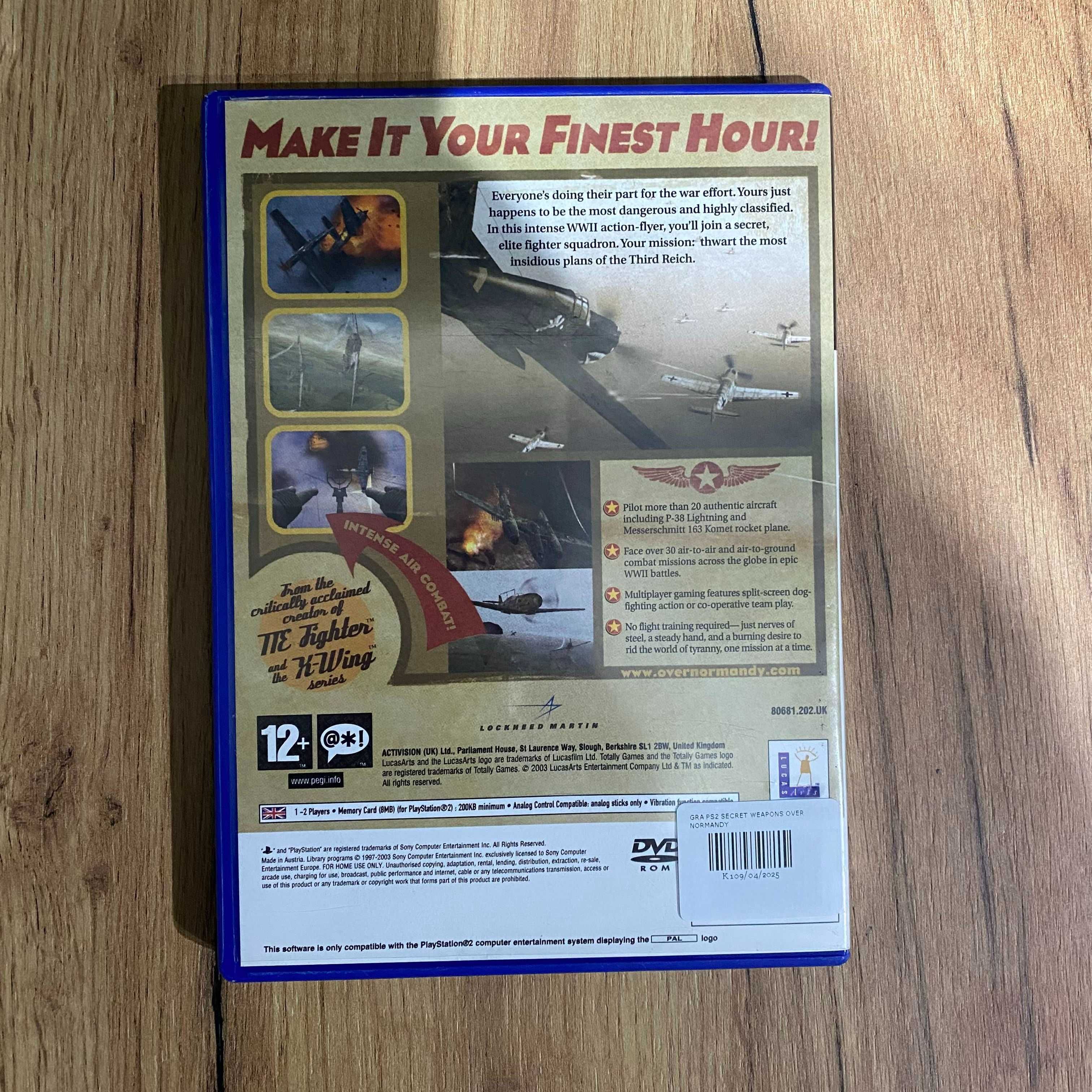 Gra PS2: Secret Weapons Over Normandy