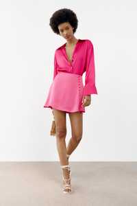 Атласна спідниця-шорти Zara з ґудзиками в розмірах S, M