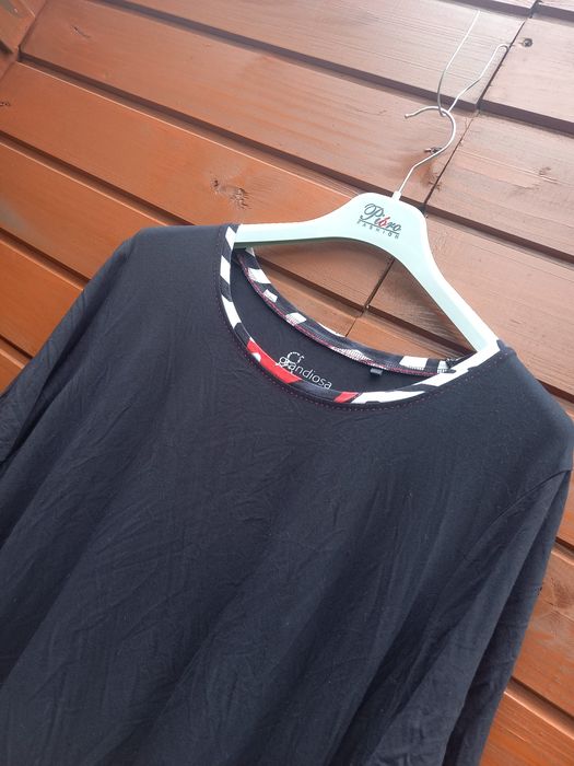 Czarna bluzka damska | 48 4XL, grandiosa