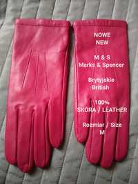NOWE  Marks & Spencer  Damskie rękawiczki, 100% Skóra, Roz. M