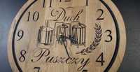Zegar firmowy logo drewniany na zamówienie grawer dowolny wzór