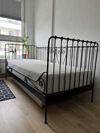 Metalowe czarne łóżko Ikea 90x200 + materac