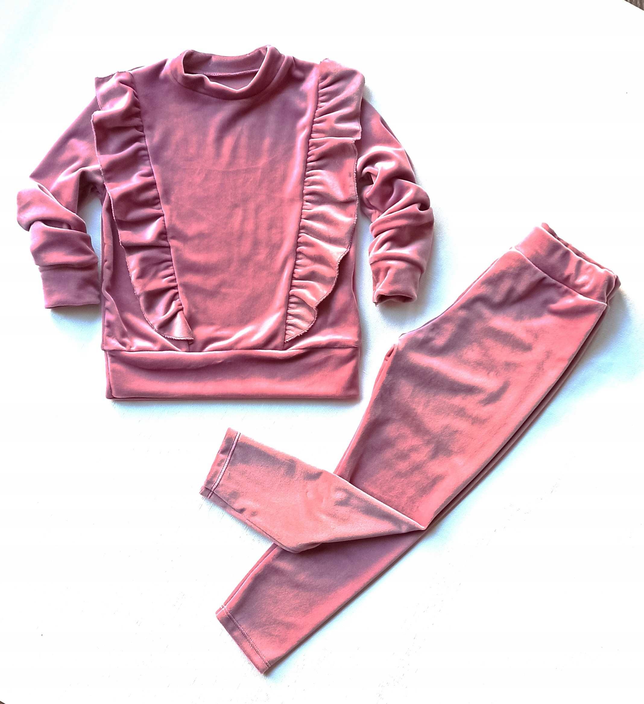 Dres welurowy dla dziewczynki różowy  nowy 98-104