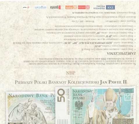 Folder Banknot 20 zł Z Janem Pawłem II Pierwszy BANKNOT KOLEKCJ.2OO6