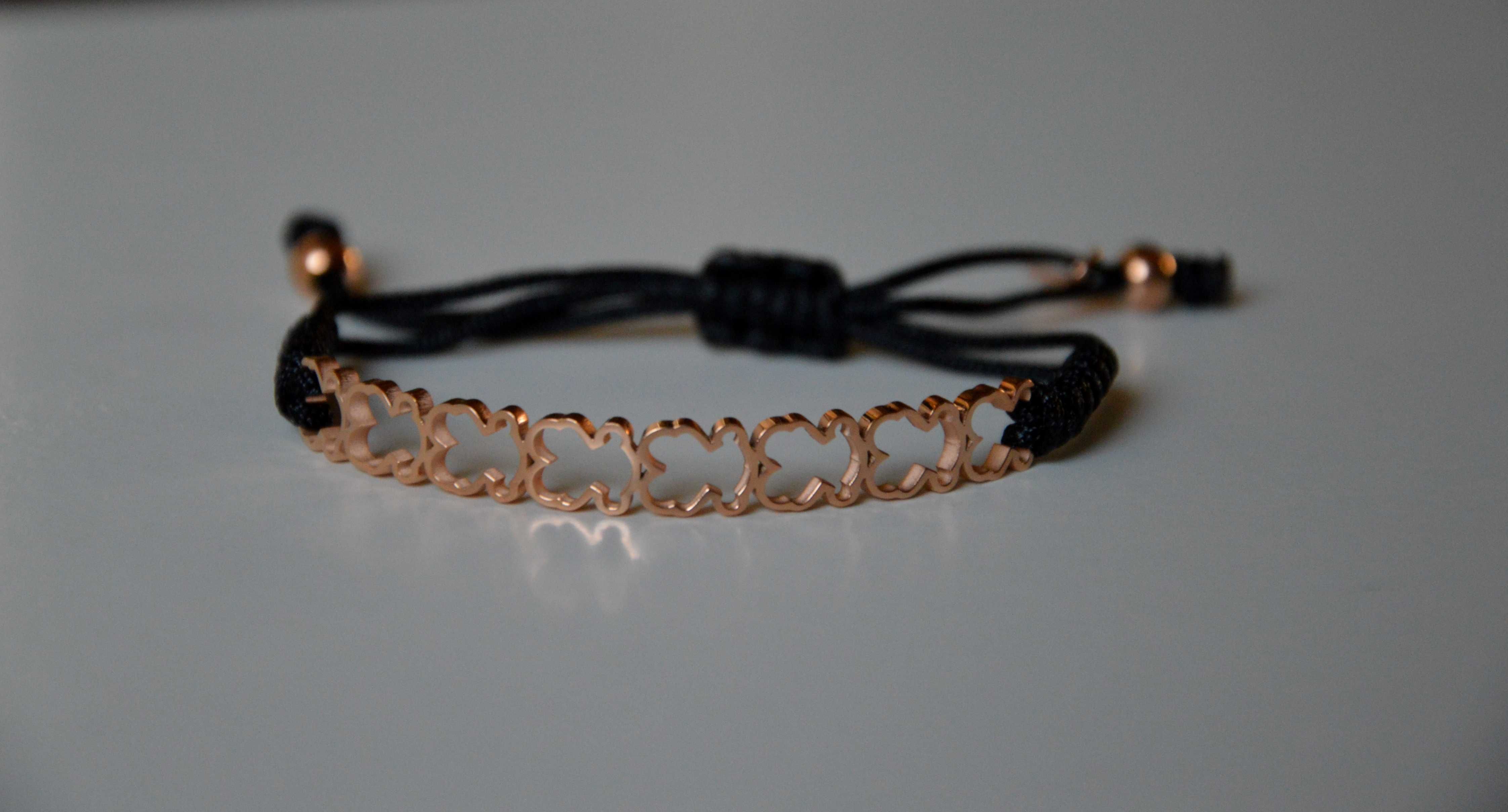 Tous  Bransoletka sznurkowa misie regulacja rose gold złoto
