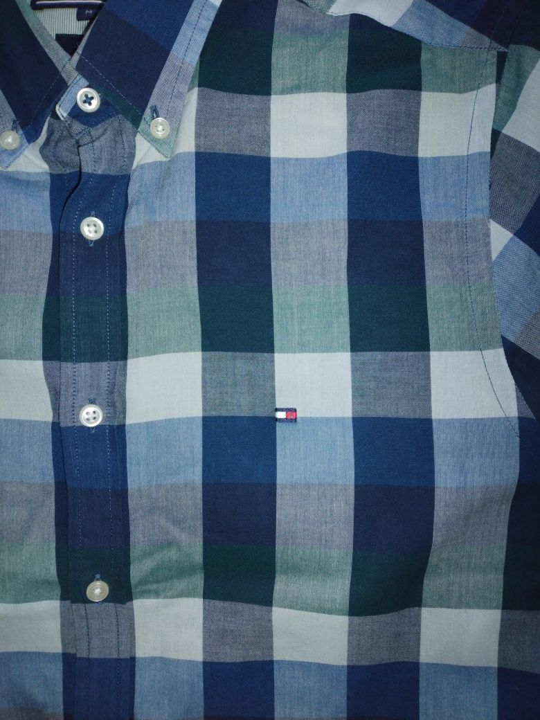 Tommy Hilfiger oryginalna koszula logowana M kratka cienka