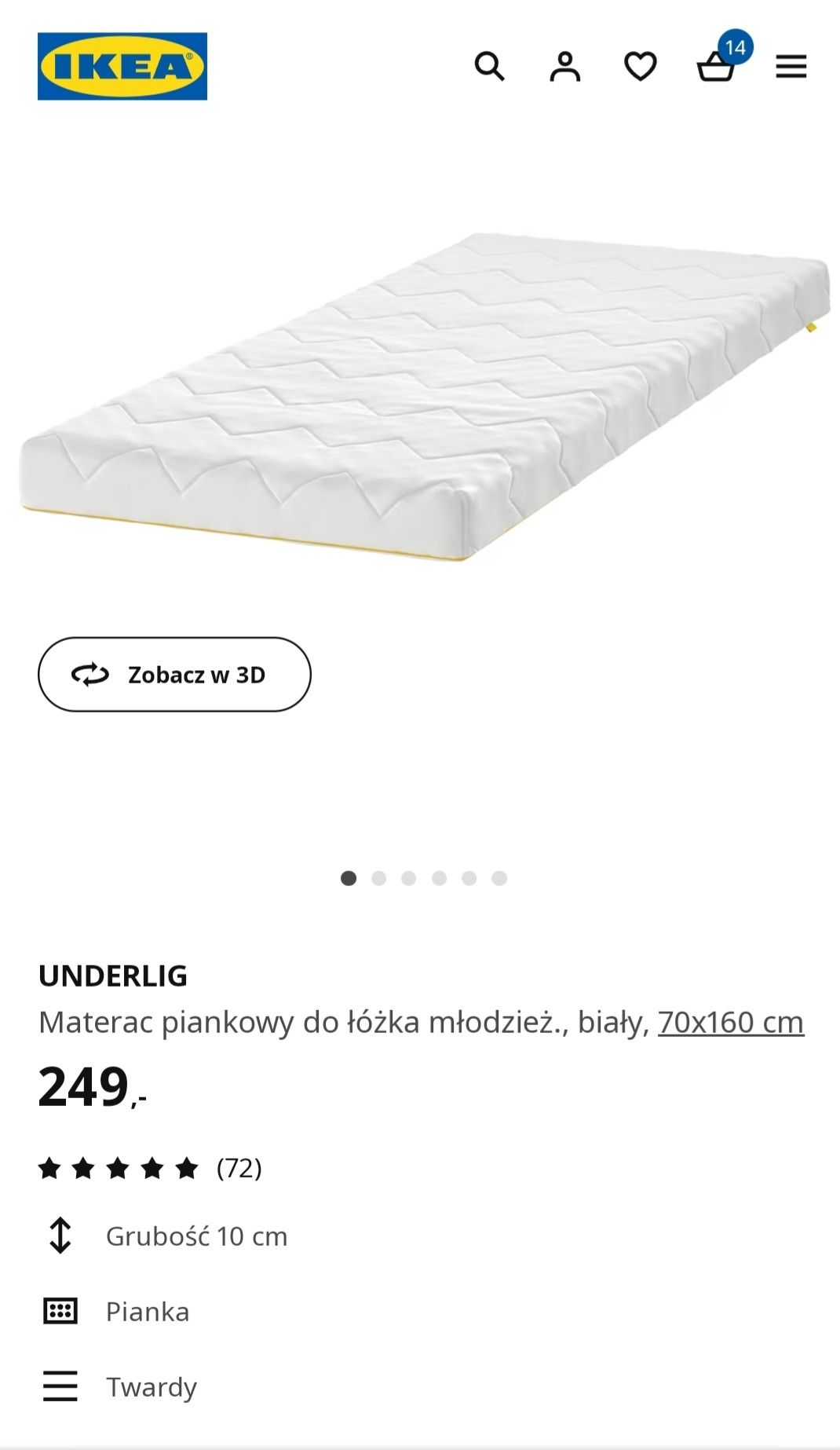 Promocja Łóżko dziecięce ikea KRITTER 70/160 komplet 250zl