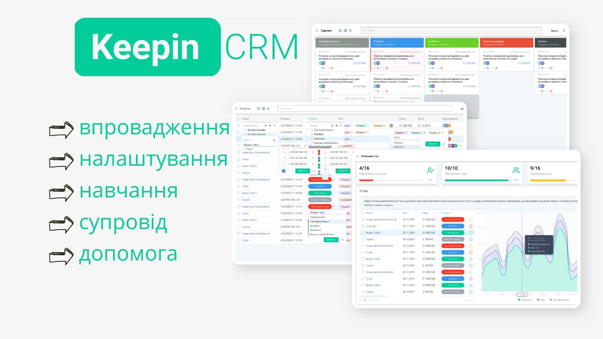 KeepinCRM. Налаштування, навчання, супровід, допомога.