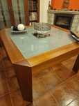 Mesa madeira com tampo de vidro