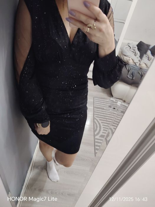 Sukienka nowa andrzejki sylwester imprezowa brokatowa M/L