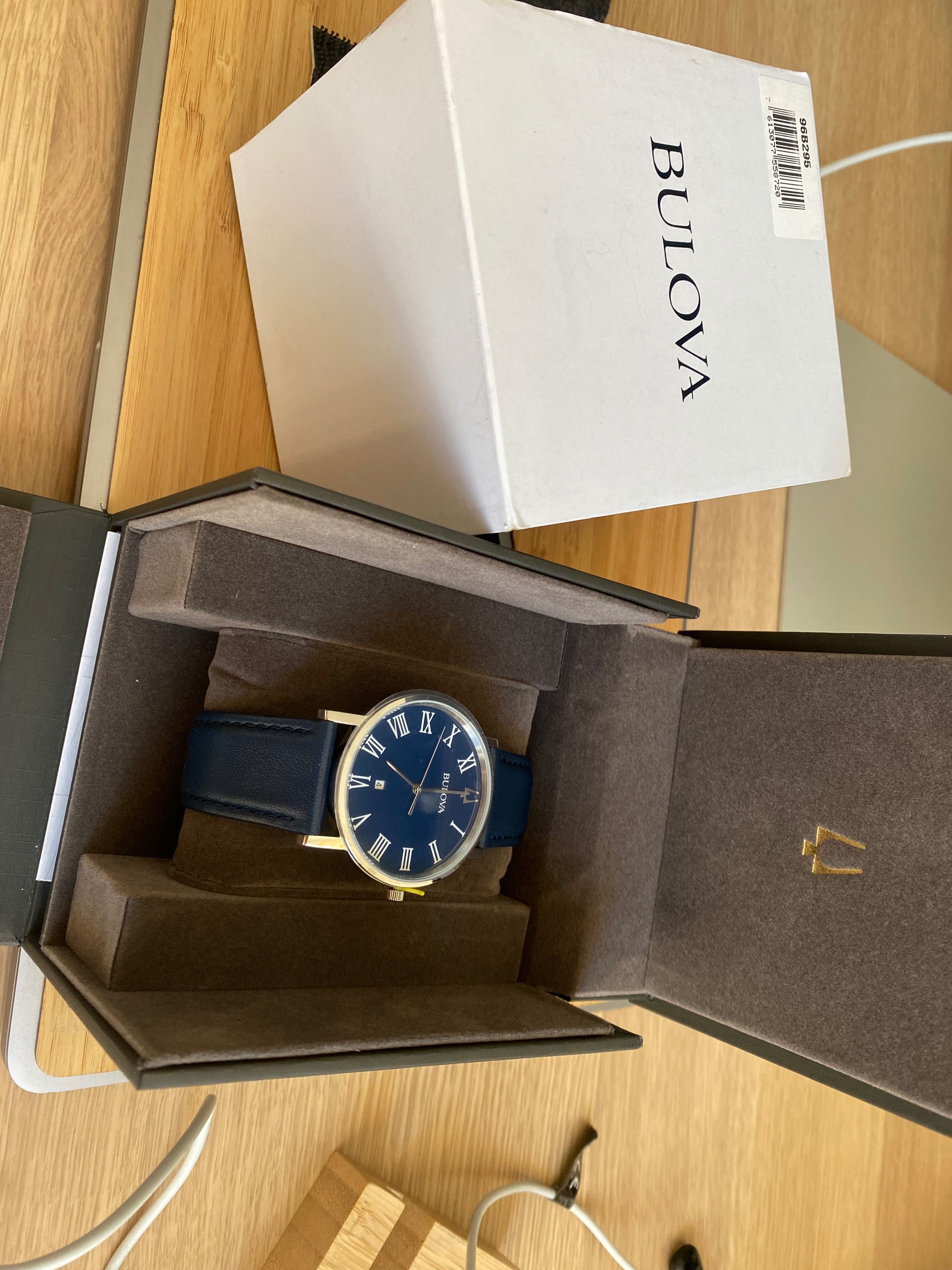 Bulova 96B295 zegarek męski skóra niebieski / NOWY