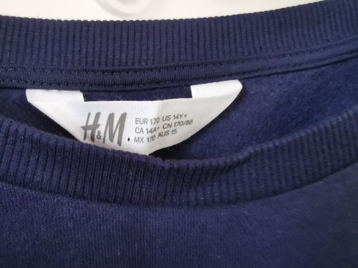 H&M Bluza damska S 36 dziewczęca 170 granatowa koronkowy rękaw koronka