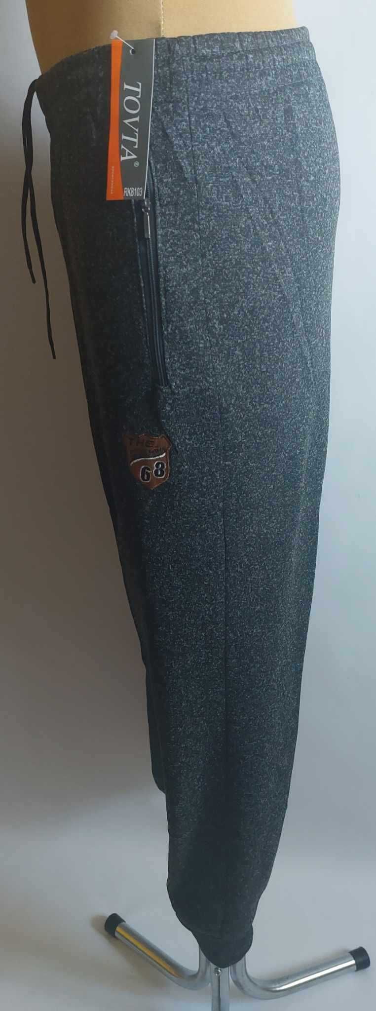 Spodnie męskie dresowe melanż ocieplane meszkiem TOVTA r 2 XL ciemne