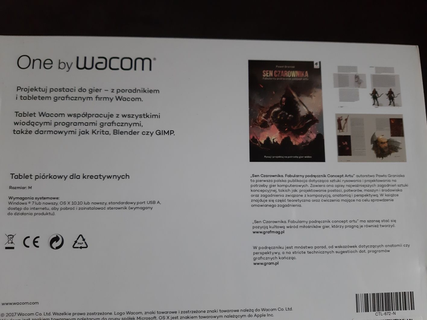 Tablet piórkowy dla kreatywnych one by wacom limited M postaci do gier