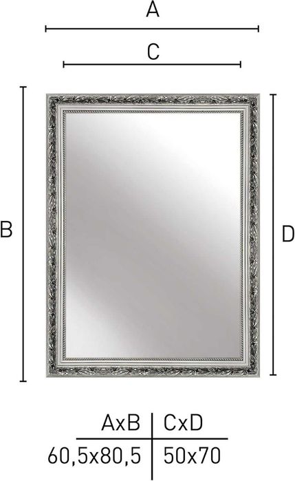 Lustro ścienne ozdobne w drewnianej ramie 50X70cm nowe beżowe zdobione