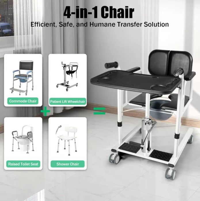 Hydrauliczny podnośnik 4w1: toaleta, prysznic, transport, opieka