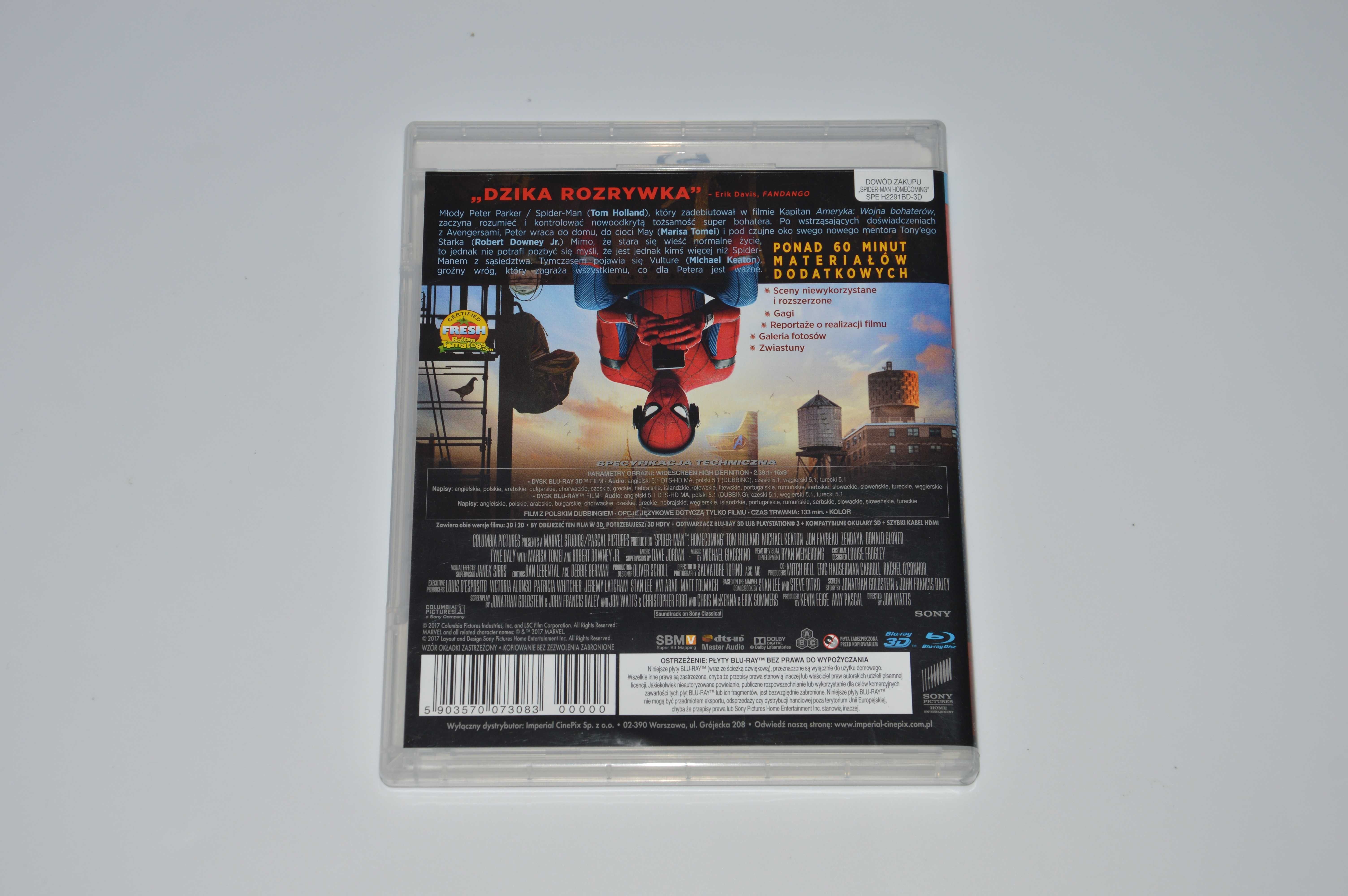 Spider-Man Homecoming blu-ray 2d + 3d PL