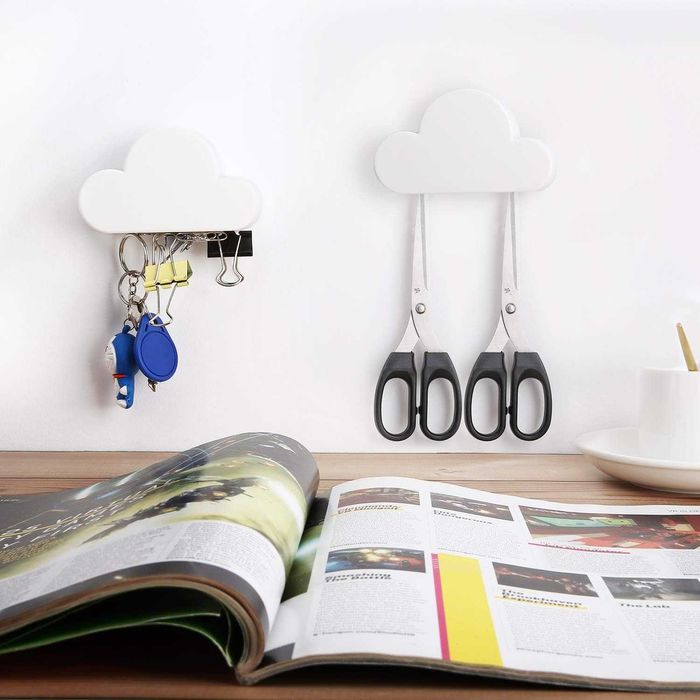 Magnetyczny wieszak na klucze chmurka 2 szt. – biały organizer ścienny