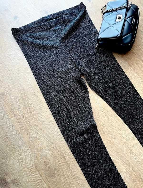 Spodnie leginsy rajstopy błyszczące z diamencikami cekiny H&M XL/42