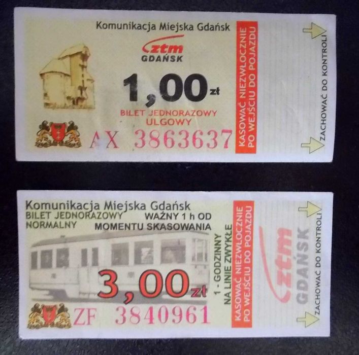 Bilety ZTM Gdańsk - kolekcja 2 szt.