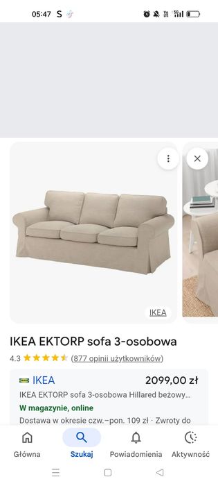 Komplet kanap Ikea kwiaty i puffa