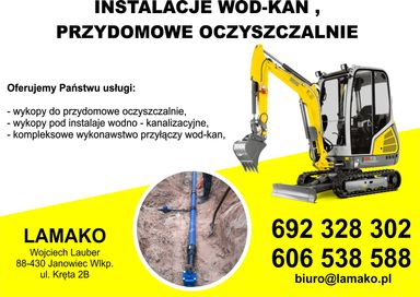 Instalacje wodno-kanalizacyjne, przydomowe oczyszczalnie