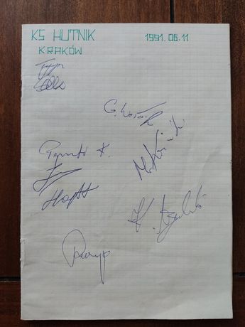 Hutnik Kraków - autografy Hajto, Koźmińskiego etc. z sezonu 1991/92