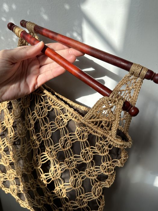 Сумка плетена з деревʼяними ручками