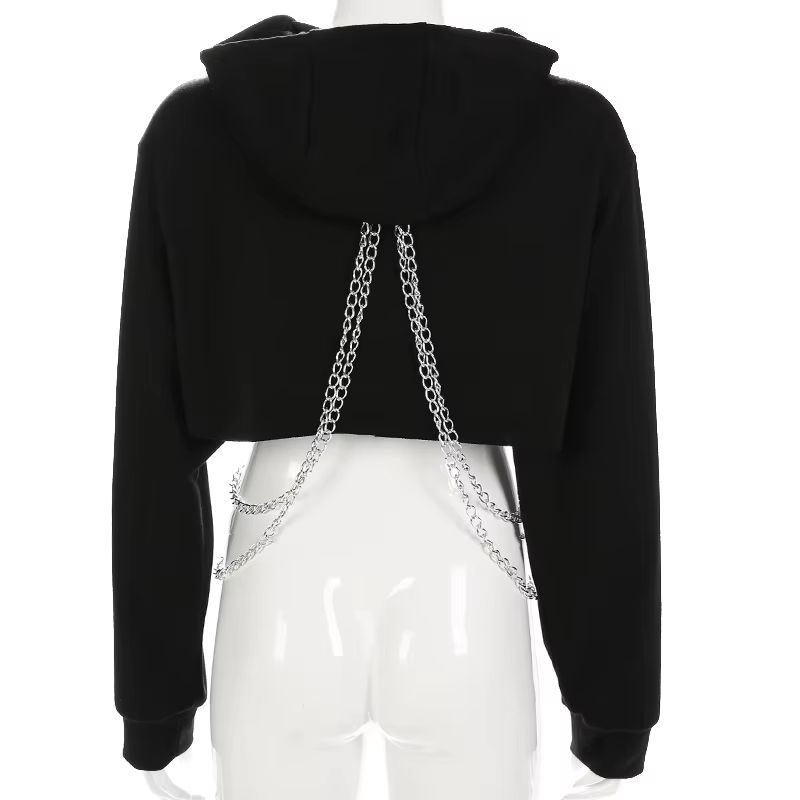 Stylowa Krótka Bluza z Łańcuszkami Punk HIP HOP Goth - XXL