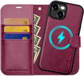 Ocase etui skórzane iPhone 15 PLUS stojak magsafe bordowe portfel 2w1
