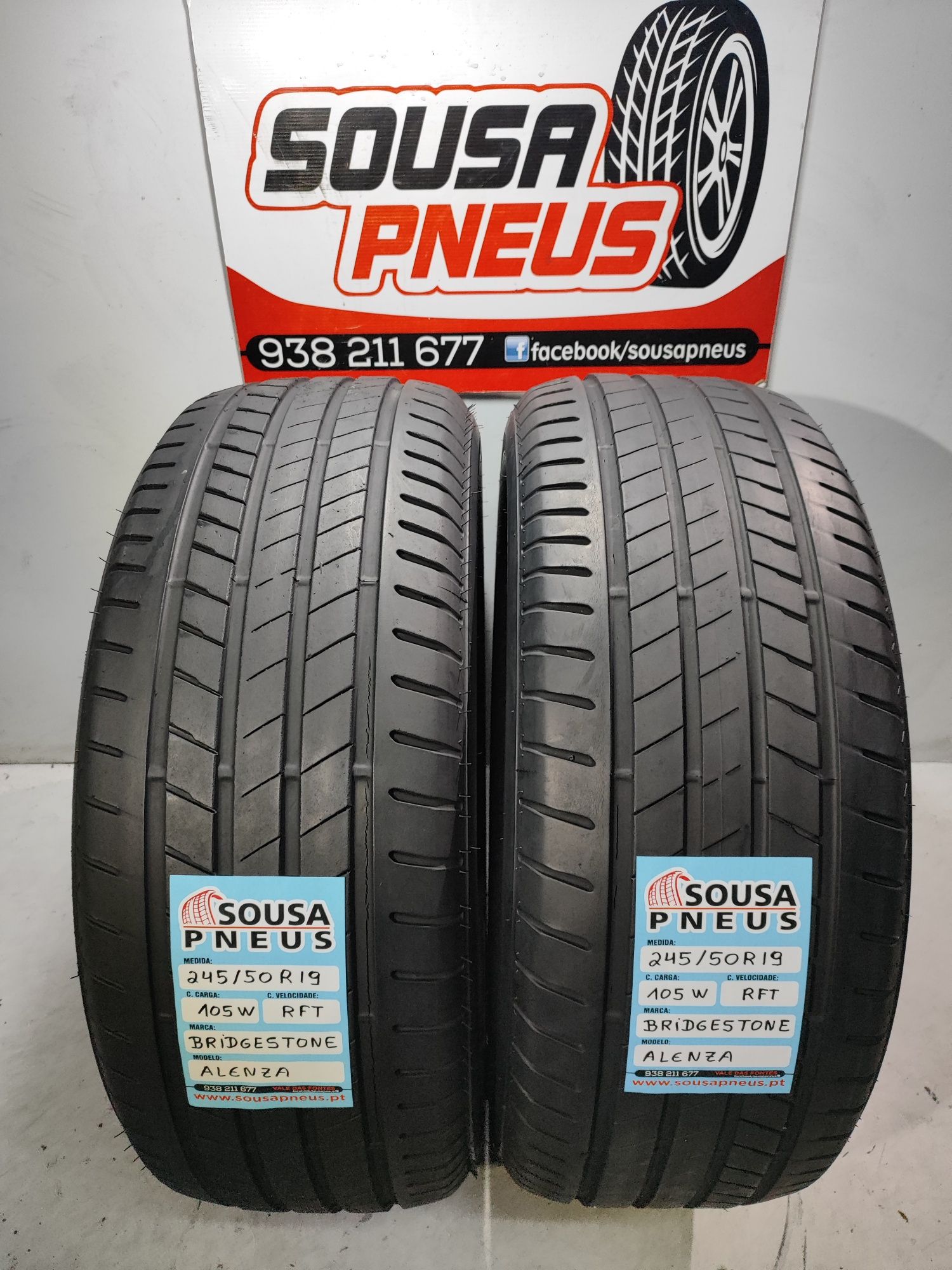 2 pneus semi novos Bridgestone Alenza 245/50R19  RFT Oferta dos Portes