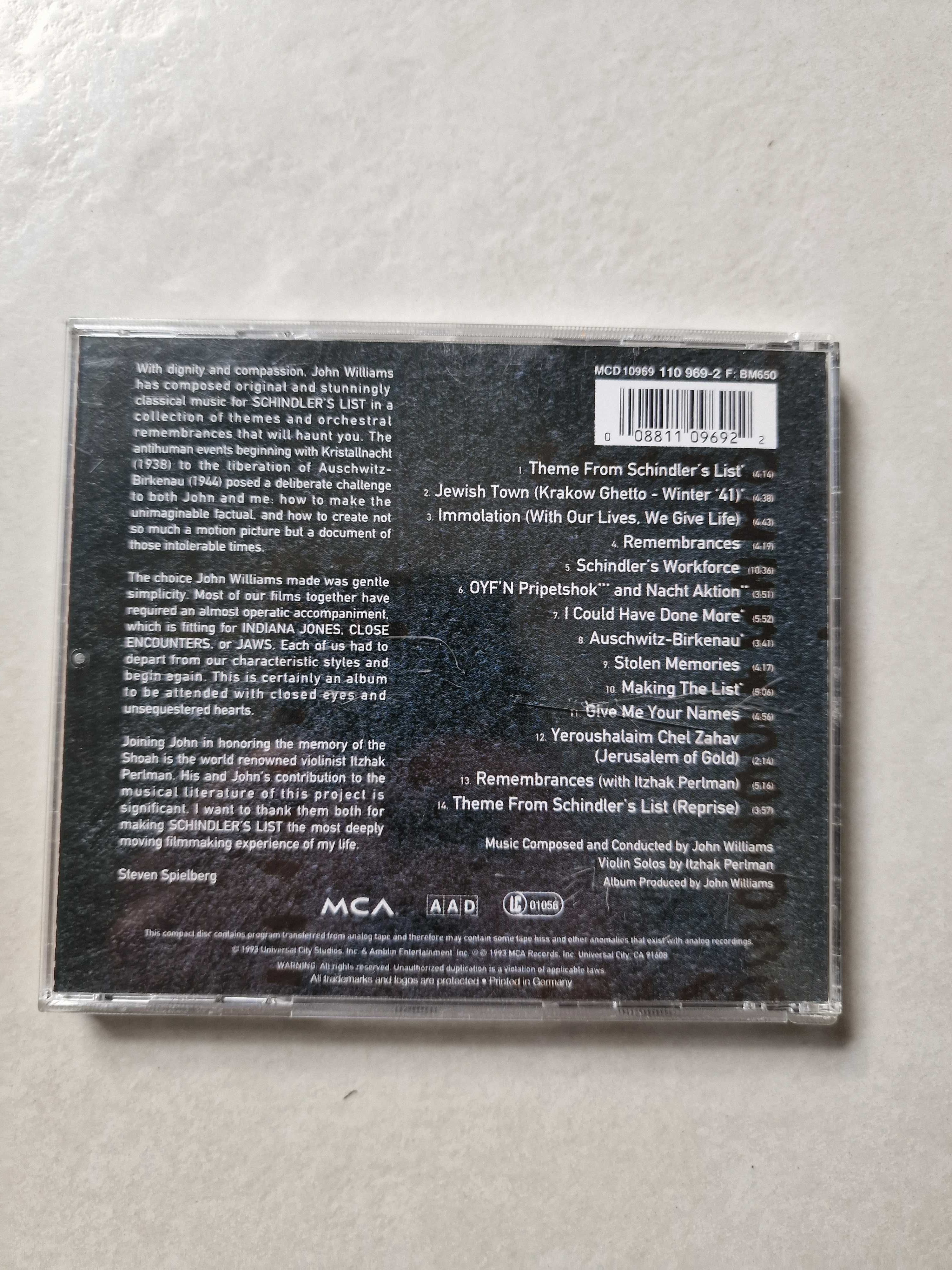 OKAZJA! Płyta CD Schindler's list Lista Schindlera soundtrack Muzyka