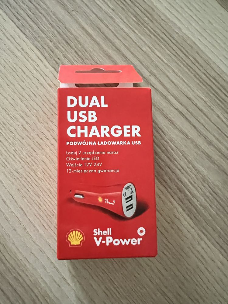 Ładowarka samochodowa USB podwójna SHELL - unikat nowa