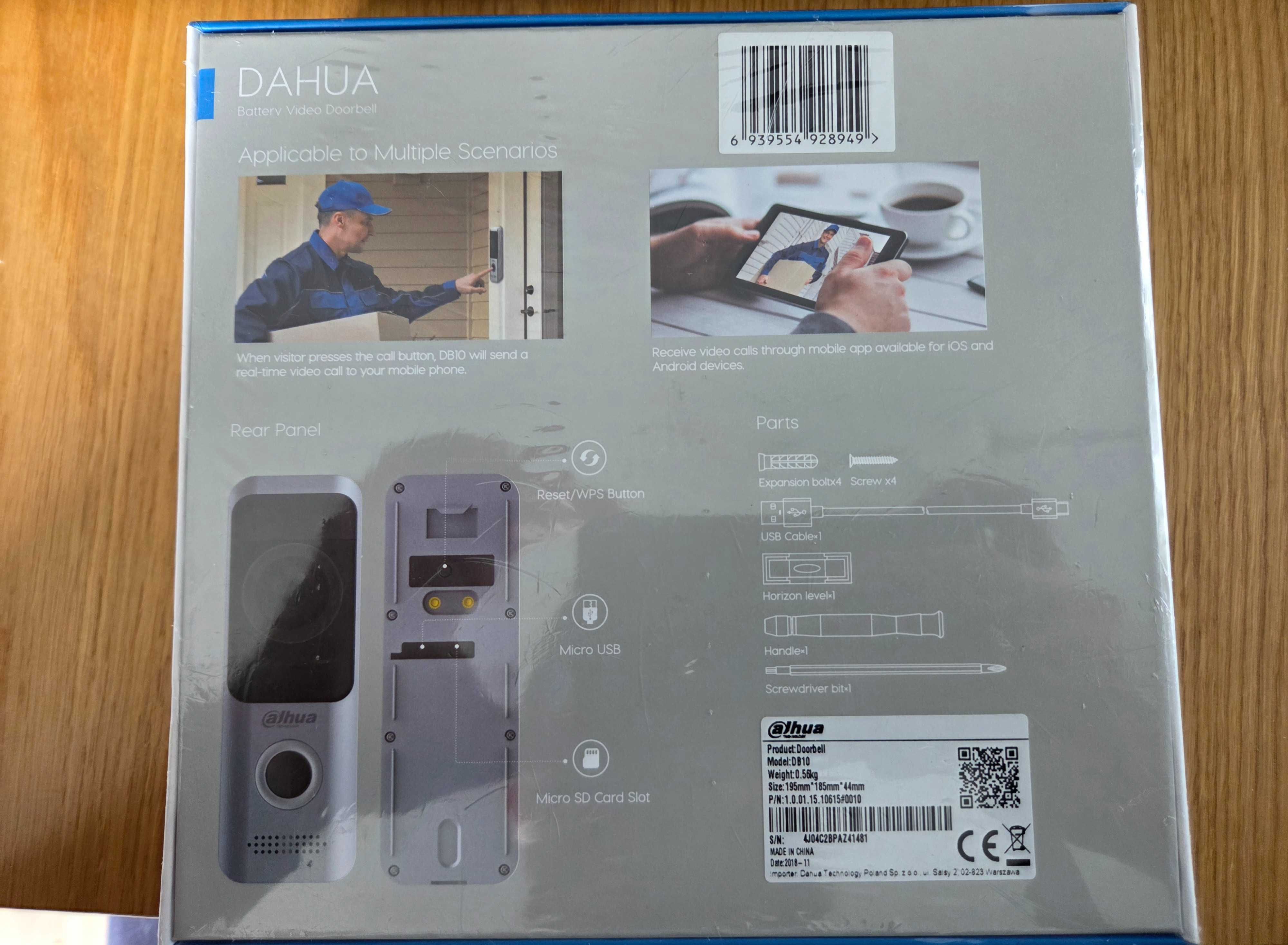 Sprzedam nowy wideodomofon Dahua DB10 1080p Wi-Fi, obsługa aplikacją