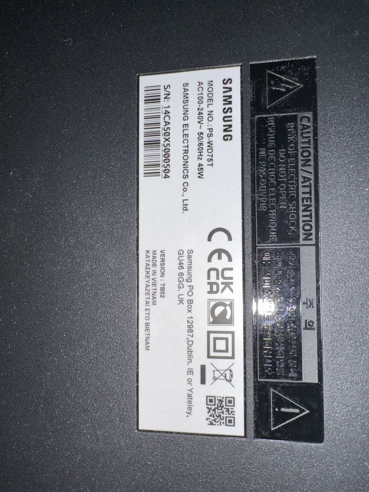 Soundbar Samsung + Subwoofer | Model PS-WD75T | HDMI / Dolby Audio