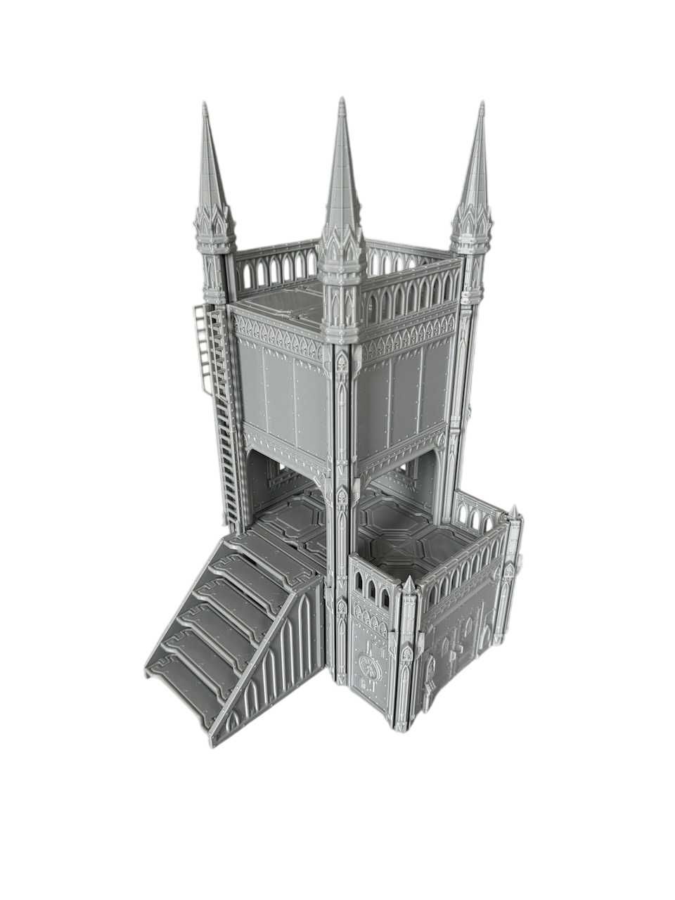 Baszta gotycka z drabiną, teren do gier bitewnych grimdark, sci-fi, 3D