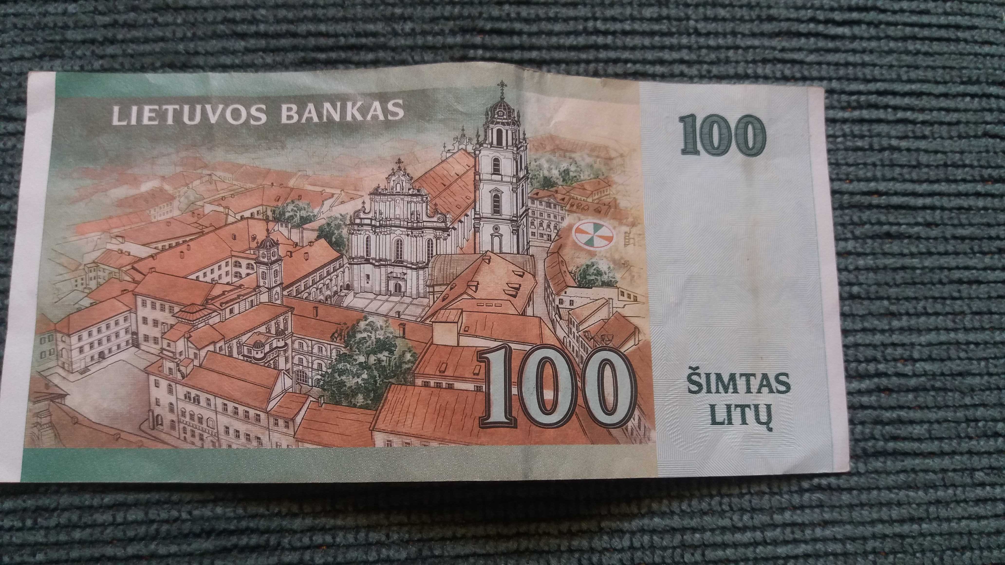 Litwa - banknot 100 litów 2000 r + 10 monet