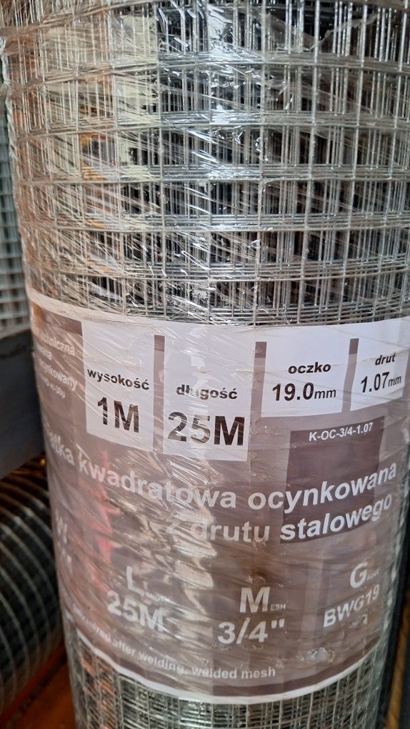 Siatka hodowlana ocynk Oczko 19x19x1.07  rolka 25mb