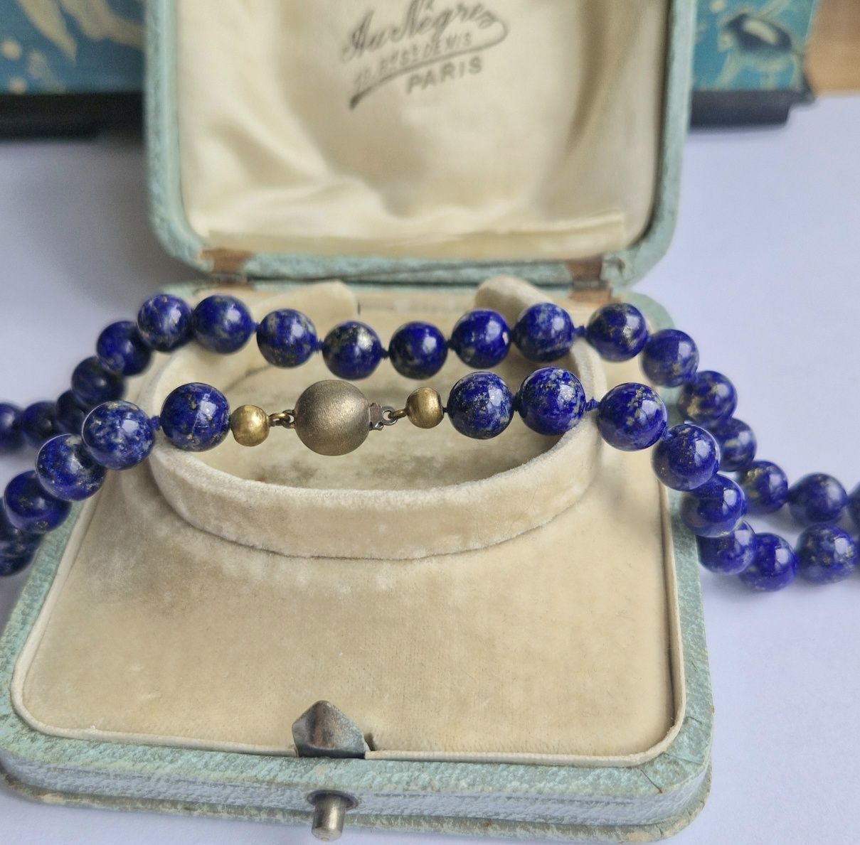 Retro naszyjnik lapis lazuli srebro 925 JKa 45 cm
