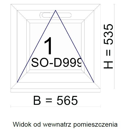 Okno PCV kol. biały wymiar szer. 565 x wys. 535 - uchylne