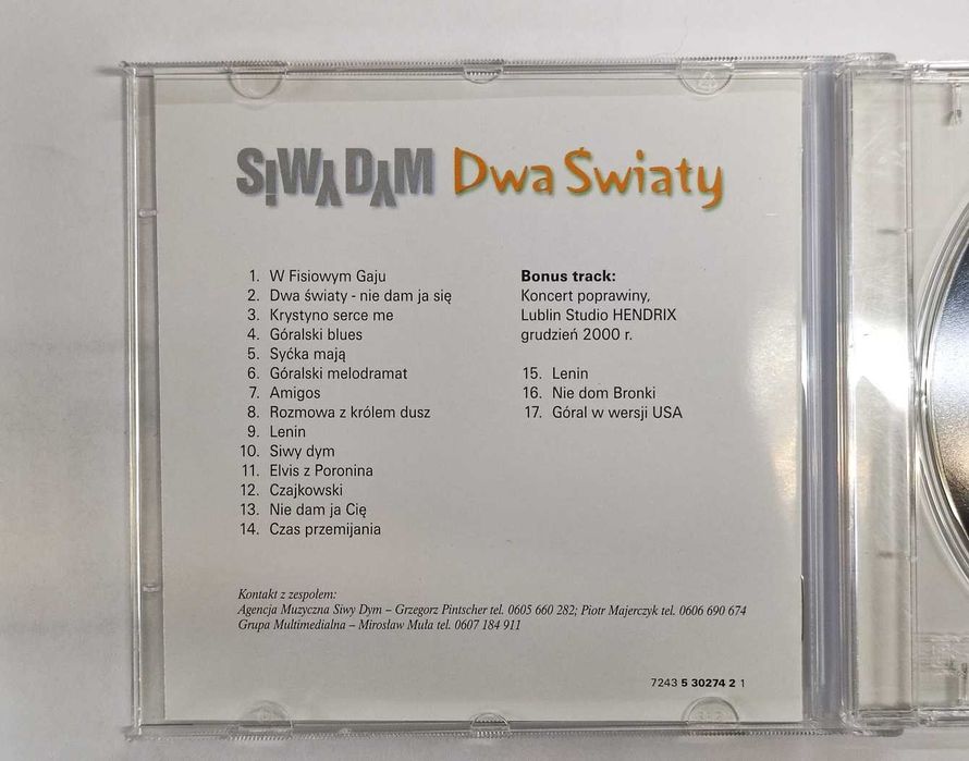 Siwy Dym - Dwa Światy płyta CD singiel 2001 Pomaton nowa