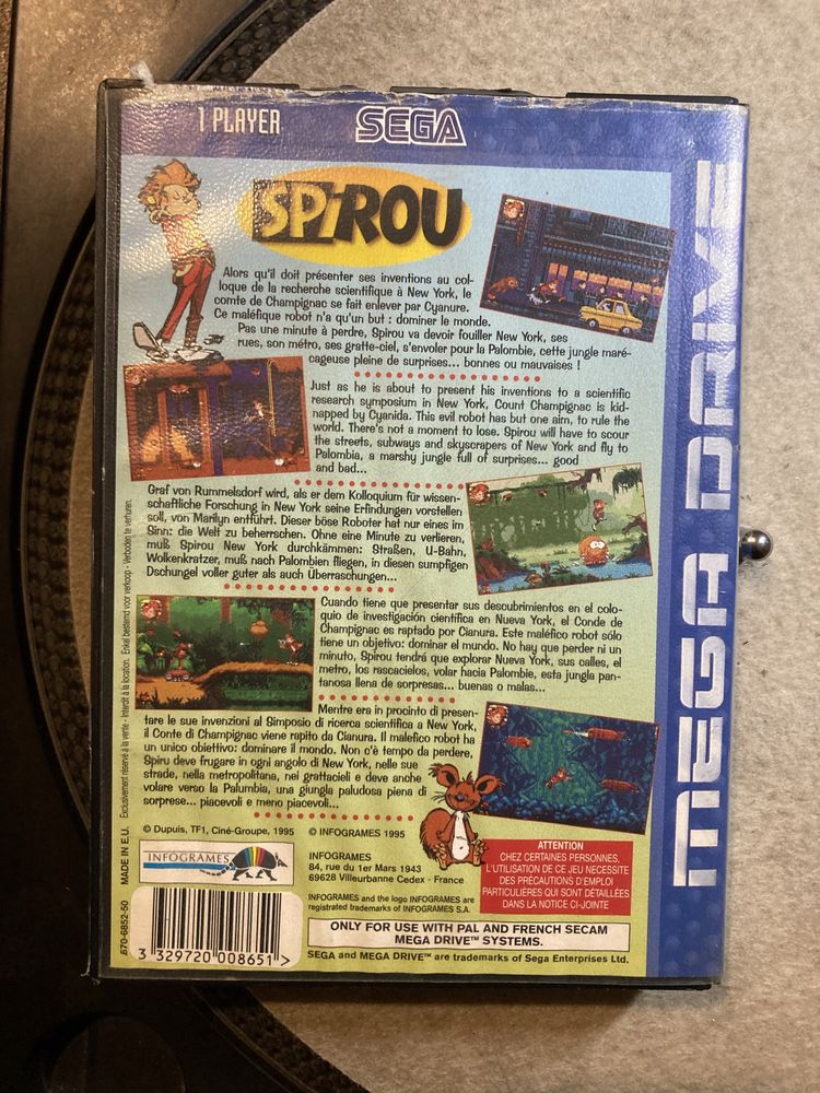 Jogo Spirou mega drive