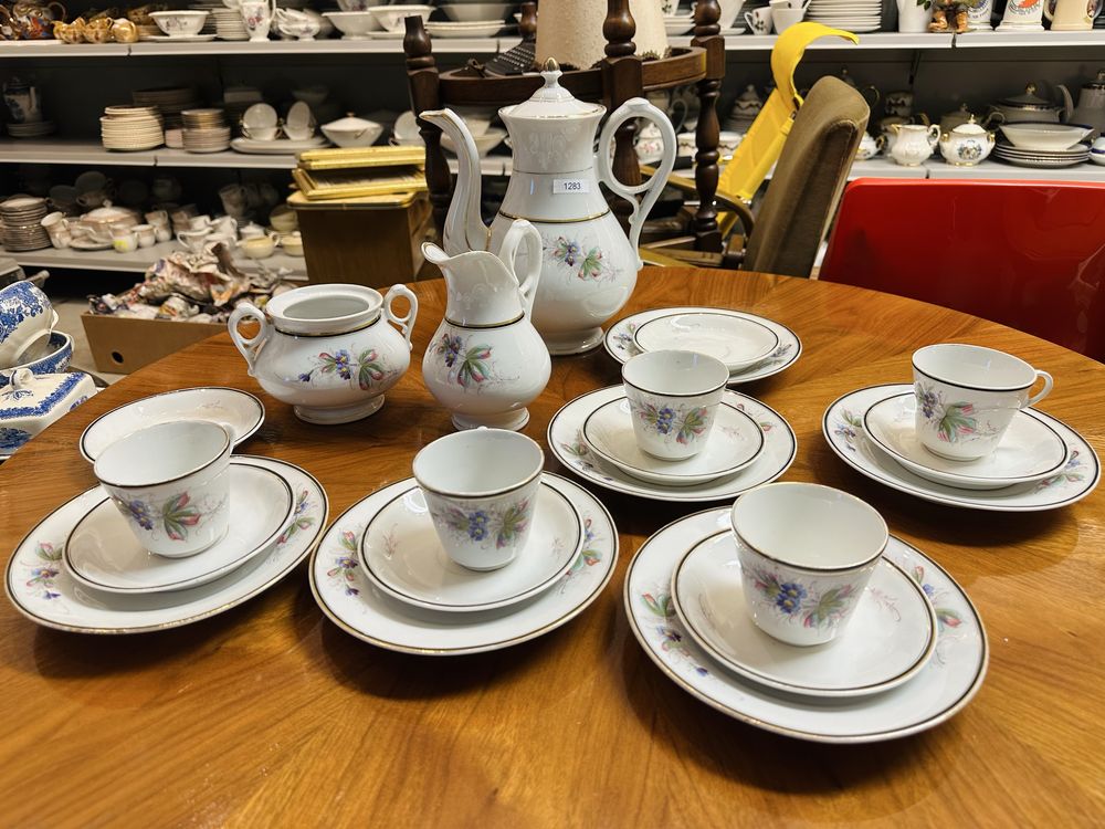 Antyk serwis porcelanowy KPM stary kwiaty zestaw kawa herbata 1283