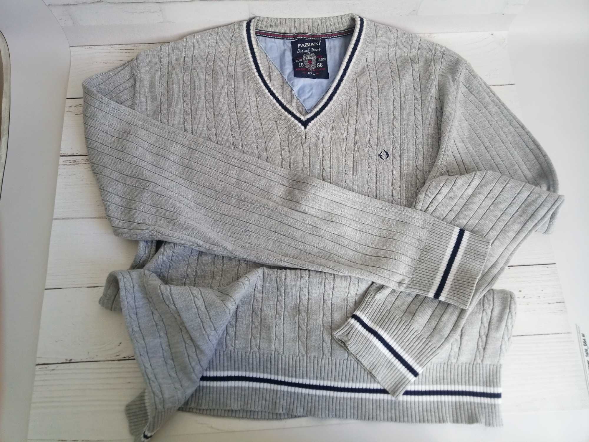 Мужской пуловер, Чоловічий пуловер Fabiani XXL сірий