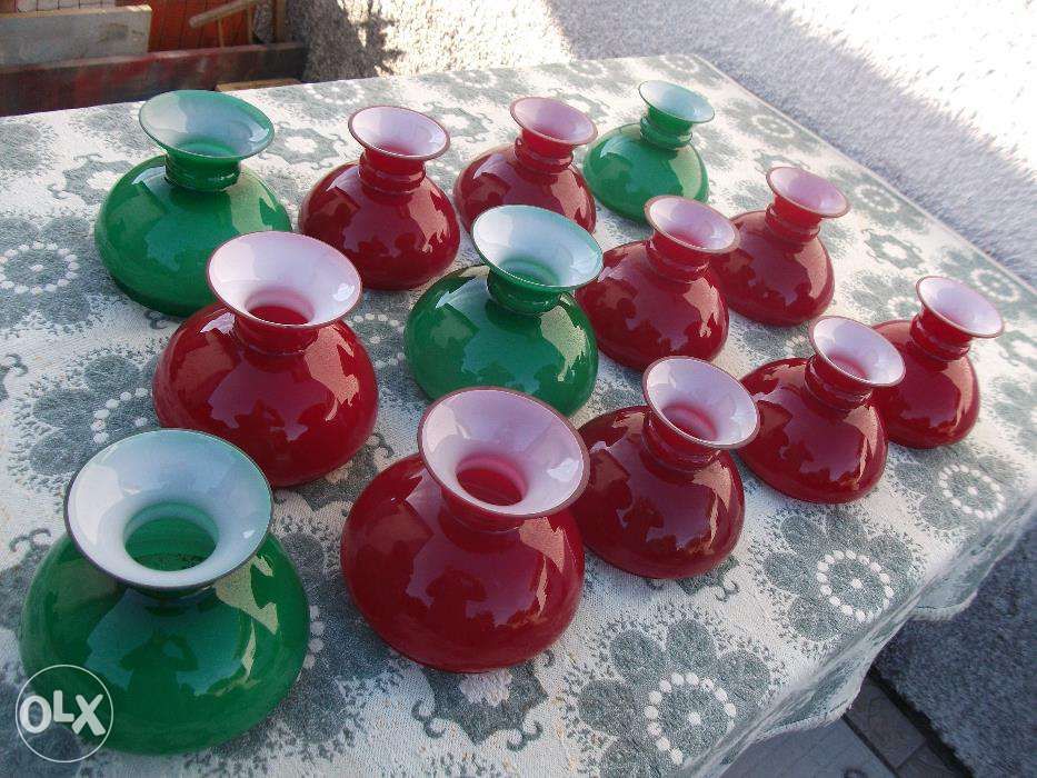 abajours de cor em vidro opalino doublé