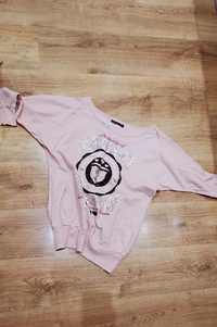 Bluza cekinowa powder pink oversize róż M/L