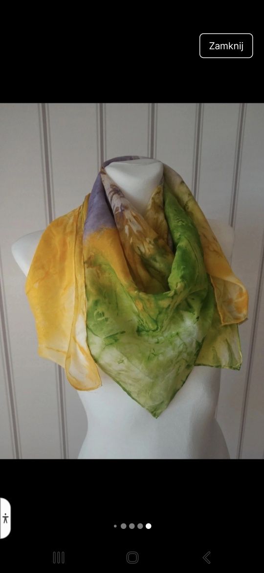 Kolorowa wielobarwna jedwabna apaszka chusta chustka jedwab 100% silk